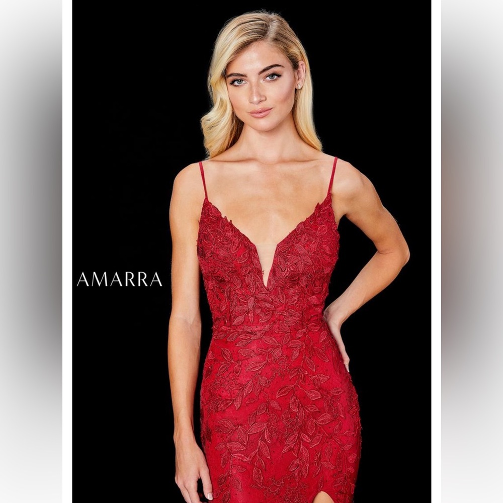 Amarra red prom dress. Size 4. Worn one. Still for sale online for $539.